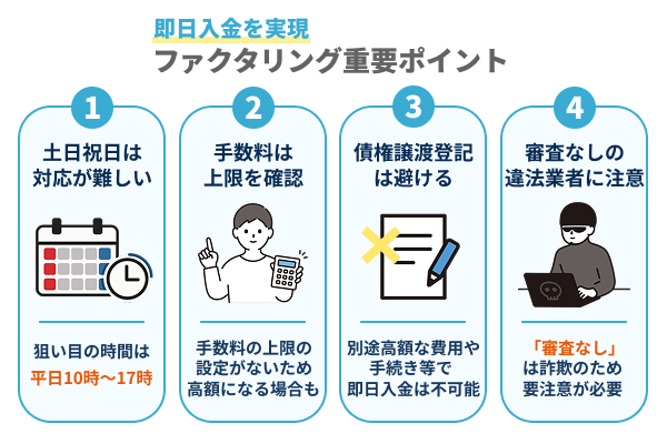 ファクタリングの即日入金を実現するための重要ポイント